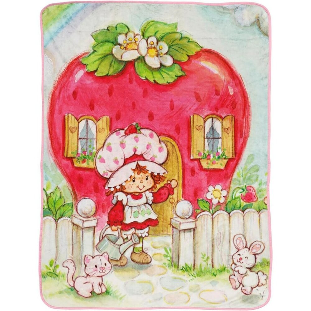 Strawberry Shortcake Berry Playhouse Plush Throw Blanket 40 x 50 Inches